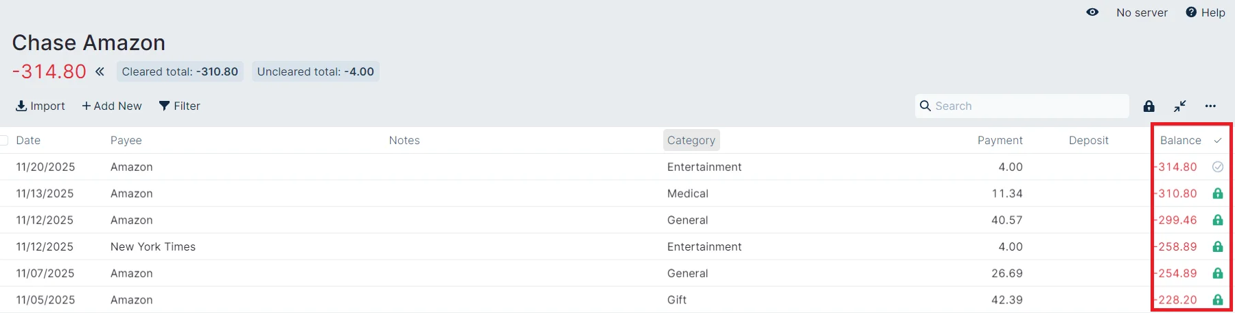 Image of newly locked transactions